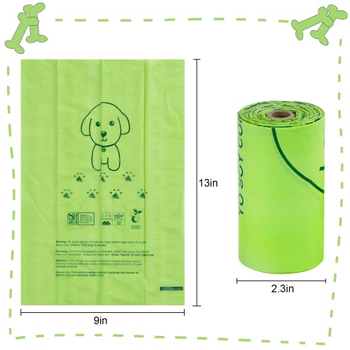 Dog Poop Bags - Compostable, Leak-Proof, 8 Rolls/120 Counts