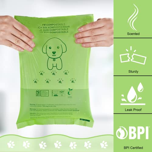 Dog Poop Bags - Compostable, Leak-Proof, 8 Rolls/120 Counts