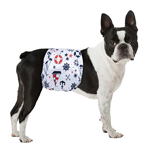 Medium Belly Band for Male Dogs 12''-14'', 3-1 Cute Package, Reusable & Strong