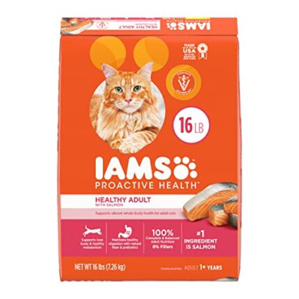 Nutrient-Rich IAMS PROACTIVE HEALTH Healthy Adult Dry Cat Food with Salmon