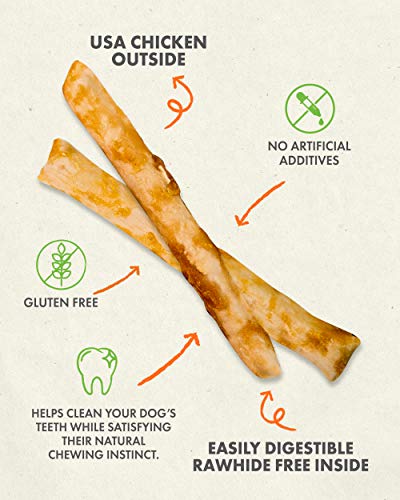 100% Rawhide Free Chicken Chew Sticks - USA Sourced & All Natural