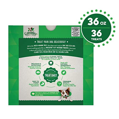 Natural Dog Treats with Vitamins, Minerals and Nutrients - Greenies Original Regular Size