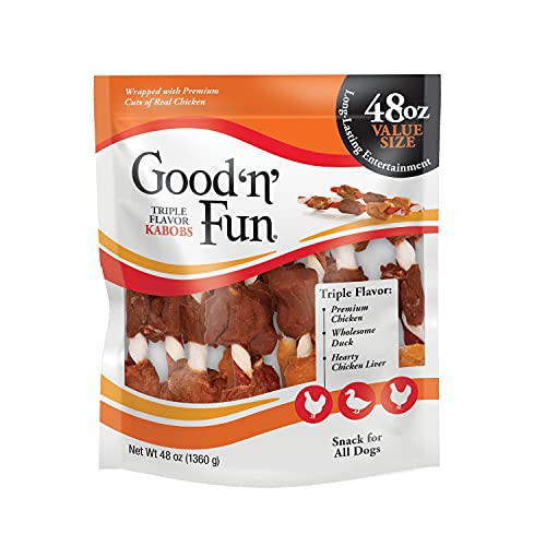 Good 'n' Fun Triple Flavor Kabobs: Natural Chewing Action & Long-Lasting Dog Treats