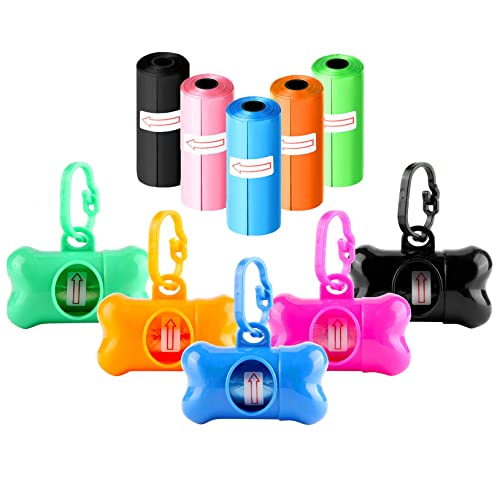 Dog Poop Bag Dispenser with 5 Rolls Poop Bags & 5 Pet Bag Dispensers