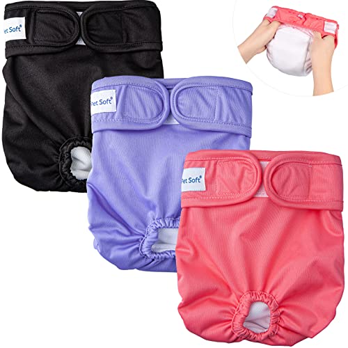 Pet Soft Washable Female Dog Diapers Medium - 3 Beautiful Counts Per Package