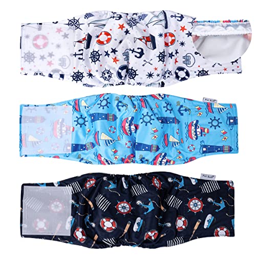 Medium Belly Band for Male Dogs 12''-14'', 3-1 Cute Package, Reusable & Strong