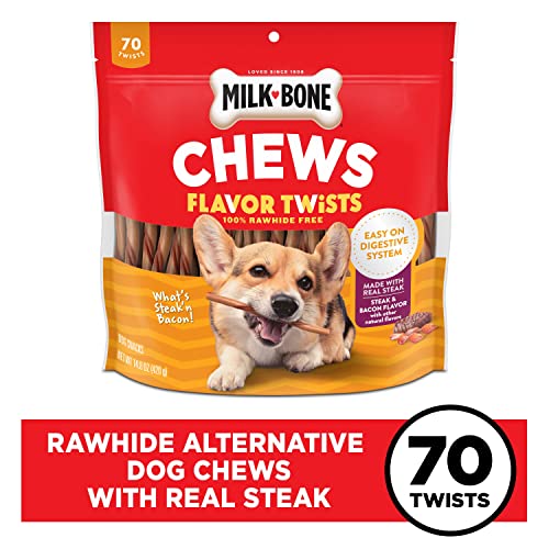 70 Rawhide Alternative Dog Chews - Real Steak Flavor, No Artificial Flavors