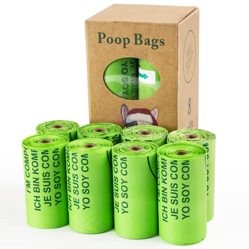 Dog Poop Bags - Compostable, Leak-Proof, 8 Rolls/120 Counts