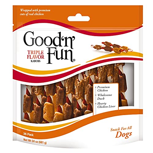 Good 'n' Fun Triple Flavor Kabobs: Natural Chewing Action, Delicious Flavors Dogs Love