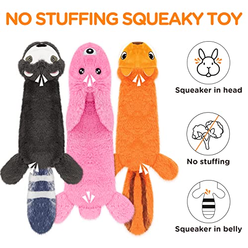 5 Pack Stuffless Squeaky Plush Dog Toy Bundle | Chewing Teething | Holiday Gift Supplies