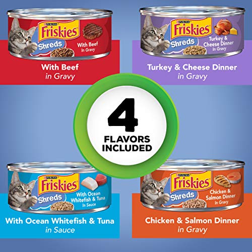 32 Cans Savory Shreds Purina Friskies Gravy Wet Cat Food for Kittens & Adult Cats