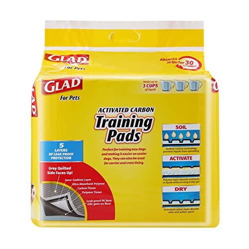 Glad Pets Carbon-Activated Pads for Pet Urine & Odor Absorbtion - Leak-Proof Protection