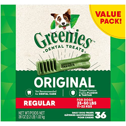 Natural Dog Treats with Vitamins, Minerals and Nutrients - Greenies Original Regular Size