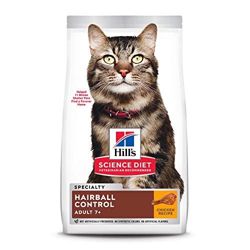 Dry Kibble Food for Senior Cats with Natural Fiber, Taurine, & Omega-3s & -6s