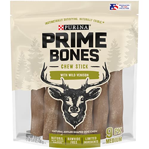 Purina Prime Bones 9-Count Pouch - Wild Venison Dog Treats, Chew Stick With Added Calcium