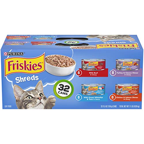 32 Cans Savory Shreds Purina Friskies Gravy Wet Cat Food for Kittens & Adult Cats