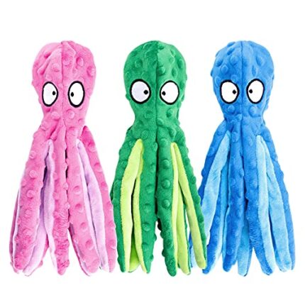 3 Pack Octopus Dog Squeaky Toys – Perfect for Puppies, Small, Medium and Large Dogs