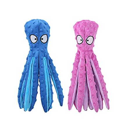 2Pack Octopus Dog Toys | Squeaky & Crinkle Dog Toys | No Stuffing