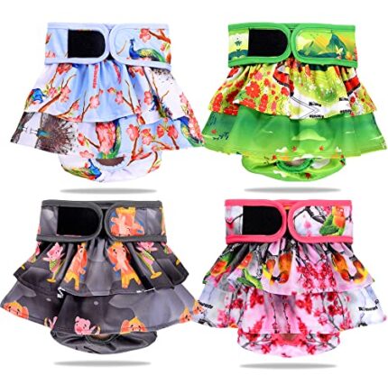 Roncute Female Dog Diapers - 4 Fashionable Designs, 5 Sizes - Washable & Reusable