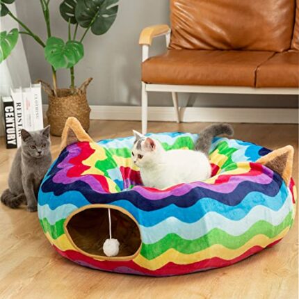 Cat Tunnel: Soft Toy and Bed - Perfect Cat Hide-and-Seek, Nap, Run & Chase