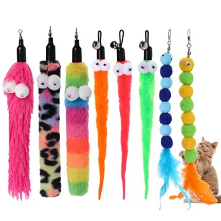 Cat Wand Toys Set | 8 Long-Lasting & Soft Play Accessories for Kittens & Cats