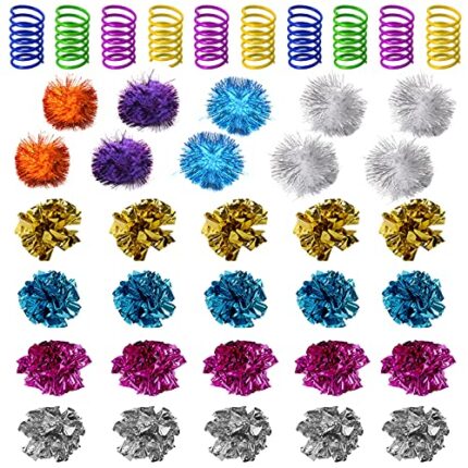 Cat Toys: 20pcs Cat Ball, 10pcs Pom Poms & 10pcs Springs!