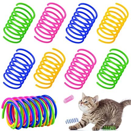 Cat Spring Toys - Pack of 60pcs with 4 Colors - BPA-Free & Non-Toxic Plastic Material